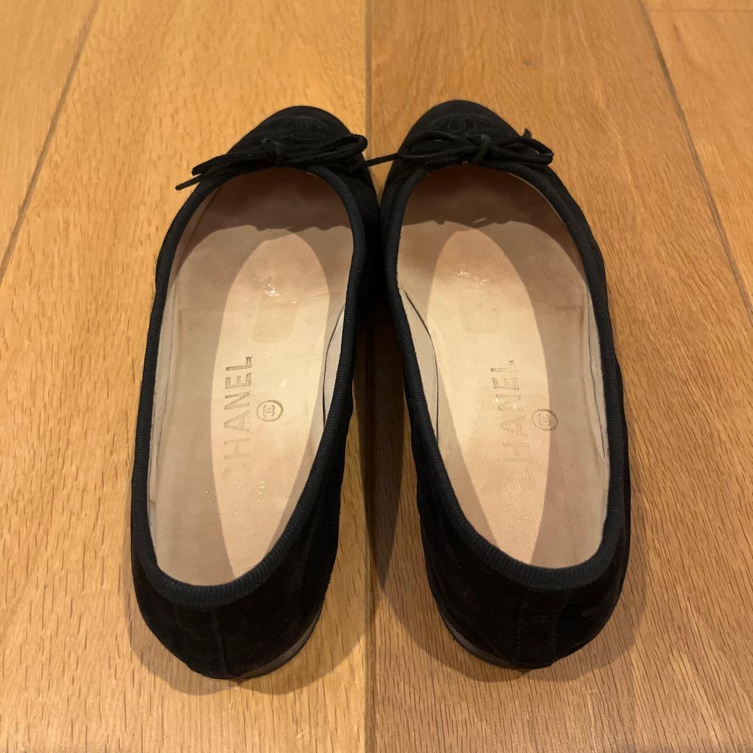 CHANEL ブラック スエード バレエシューズ