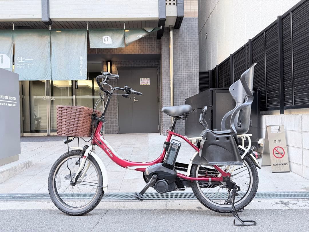 赤 電動アシスト自転車 チャイルドシート付き