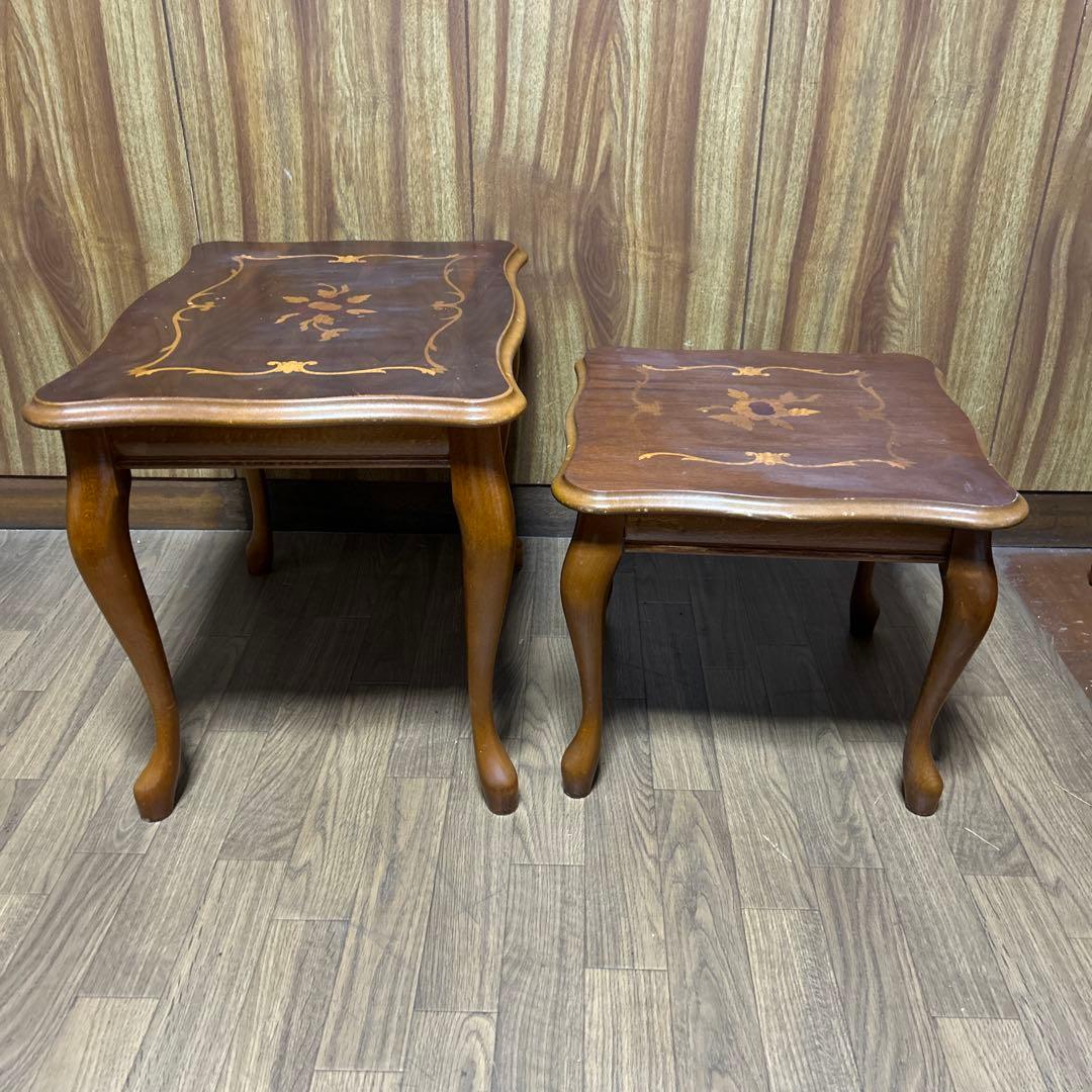 イタリア 象嵌 猫足　アンティーク ネストテーブル　　　　 3セット