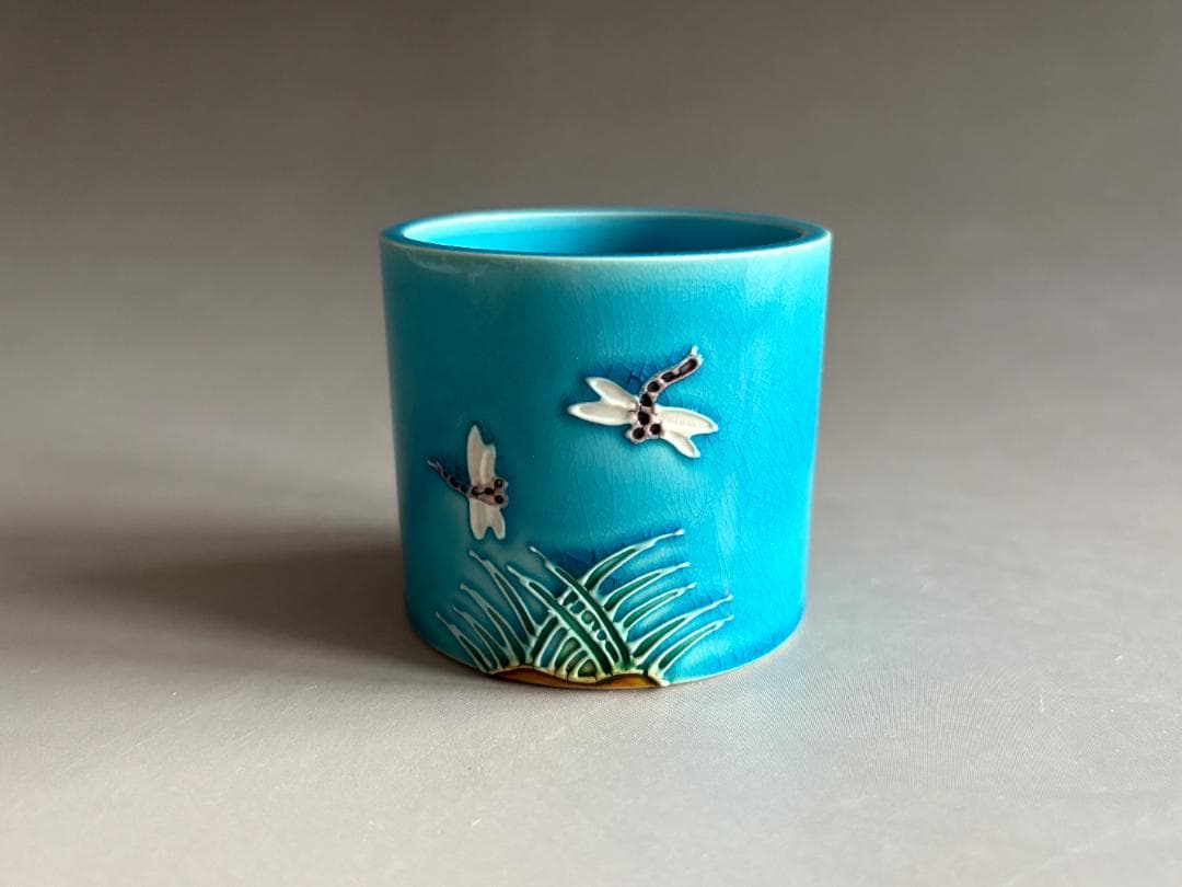 福ちゃんさん　中村翠嵐　浅黄交趾蜻蛉　蓋置　茶道具