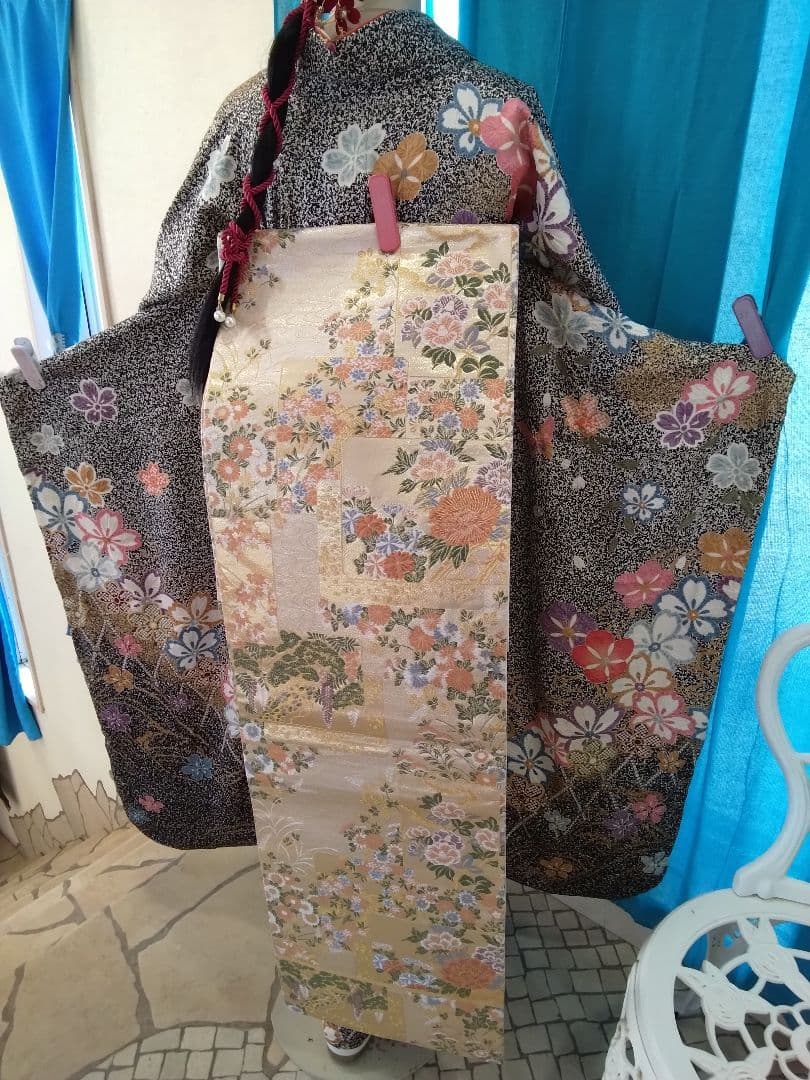 【新春福袋】鈴乃屋振袖フルセット、重ね衿帯揚げ帯締め、西陣袋帯、襦袢、ガード加工