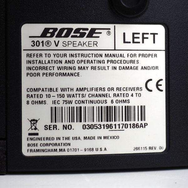 BOSE 301V スピーカー (2台1組) ブラック 【国内正規品】