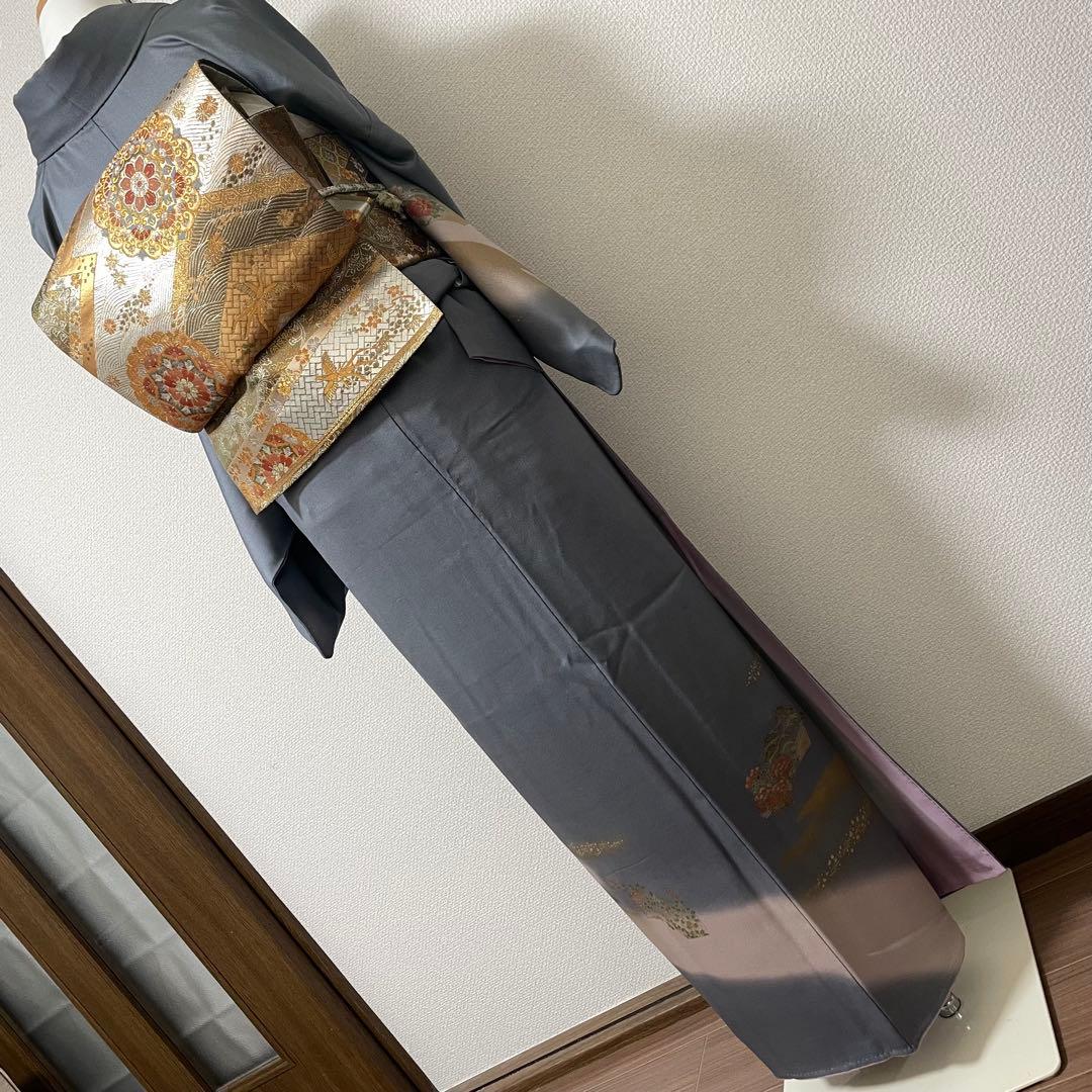 ブルーグレー 4点 フルセット 訪問着 入学式 卒業式 入園式 春 秋 冬