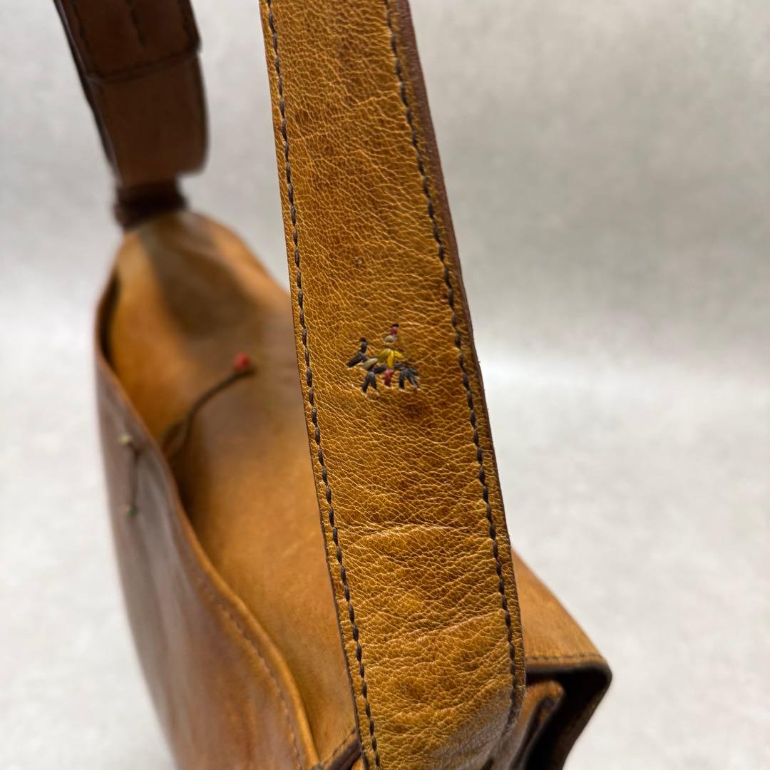 【超希少】HENRY CUIR メッセンジャー　ショルダーバッグ　ラクダ革　刺繍