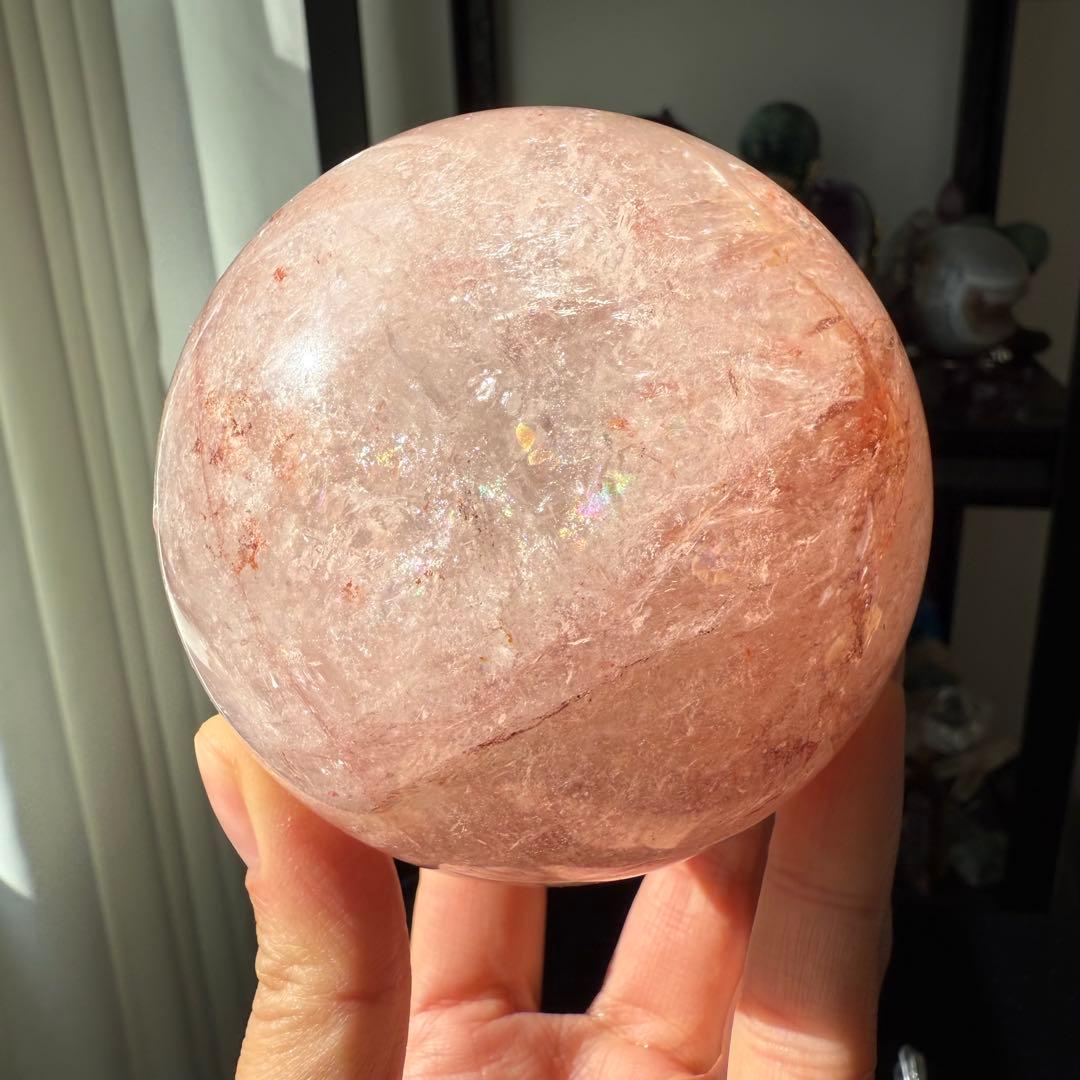 天然石ピンクアゼツライトのスフィア　丸玉　置物NO.112612