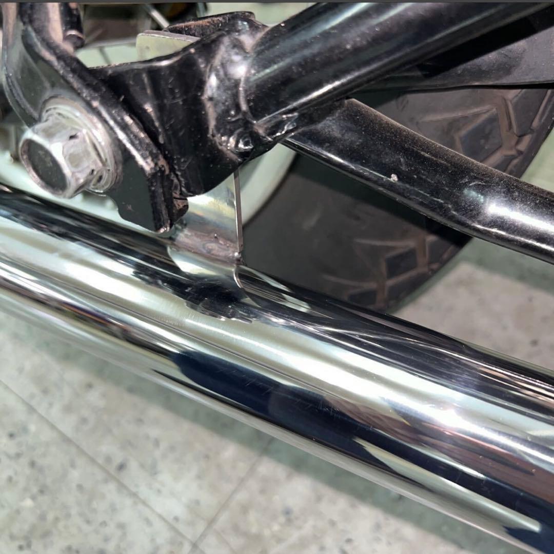 細*聖様 ワンオフ　SR400 ショート菅　ドラッグパイプスラッシュカットマフラ