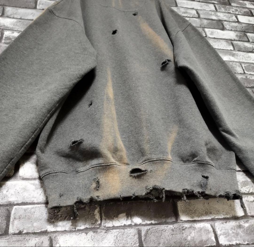 鬼フェード チャンピオン クラッシュ ボロスウェット グランジ ダメージ 袖太