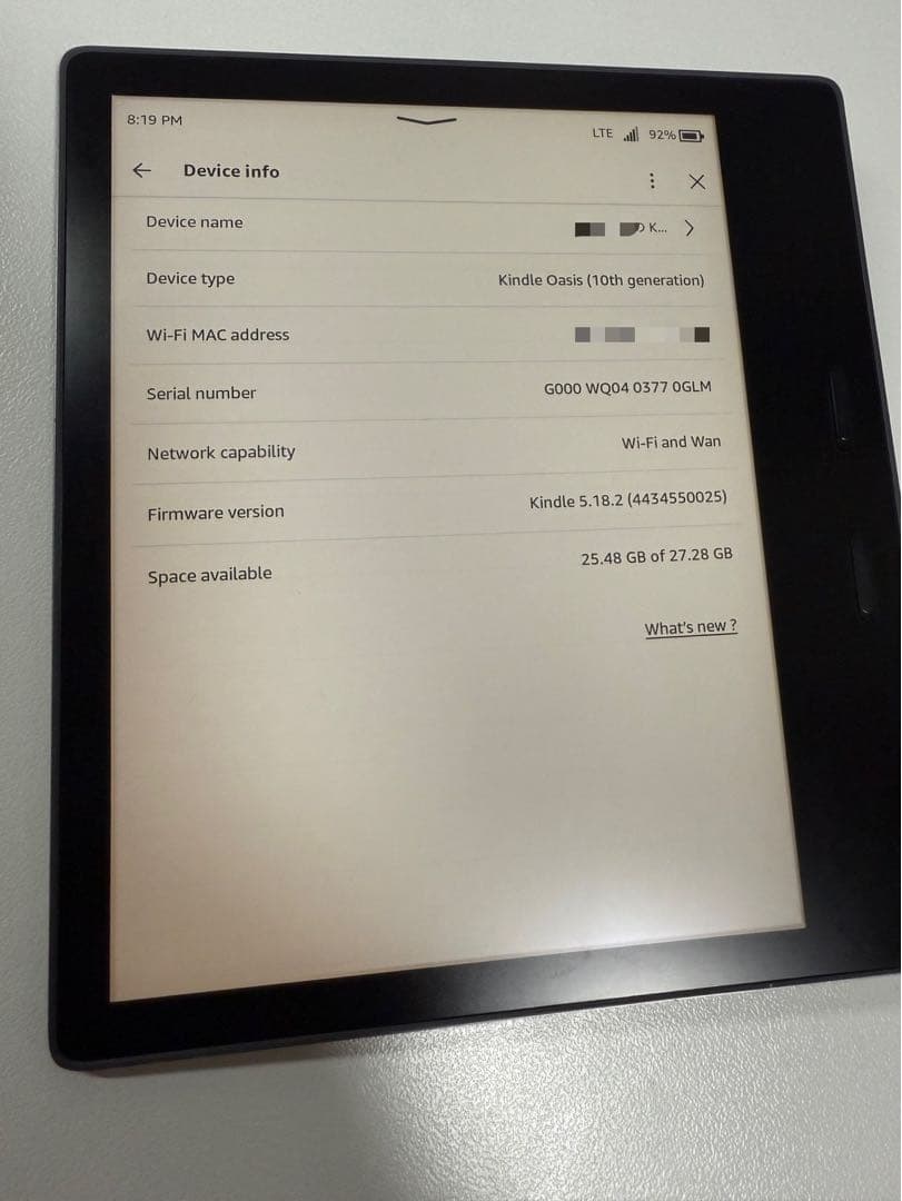 Kindle Oasis 色調調整ライト搭載 WiFi+4G 32GB
