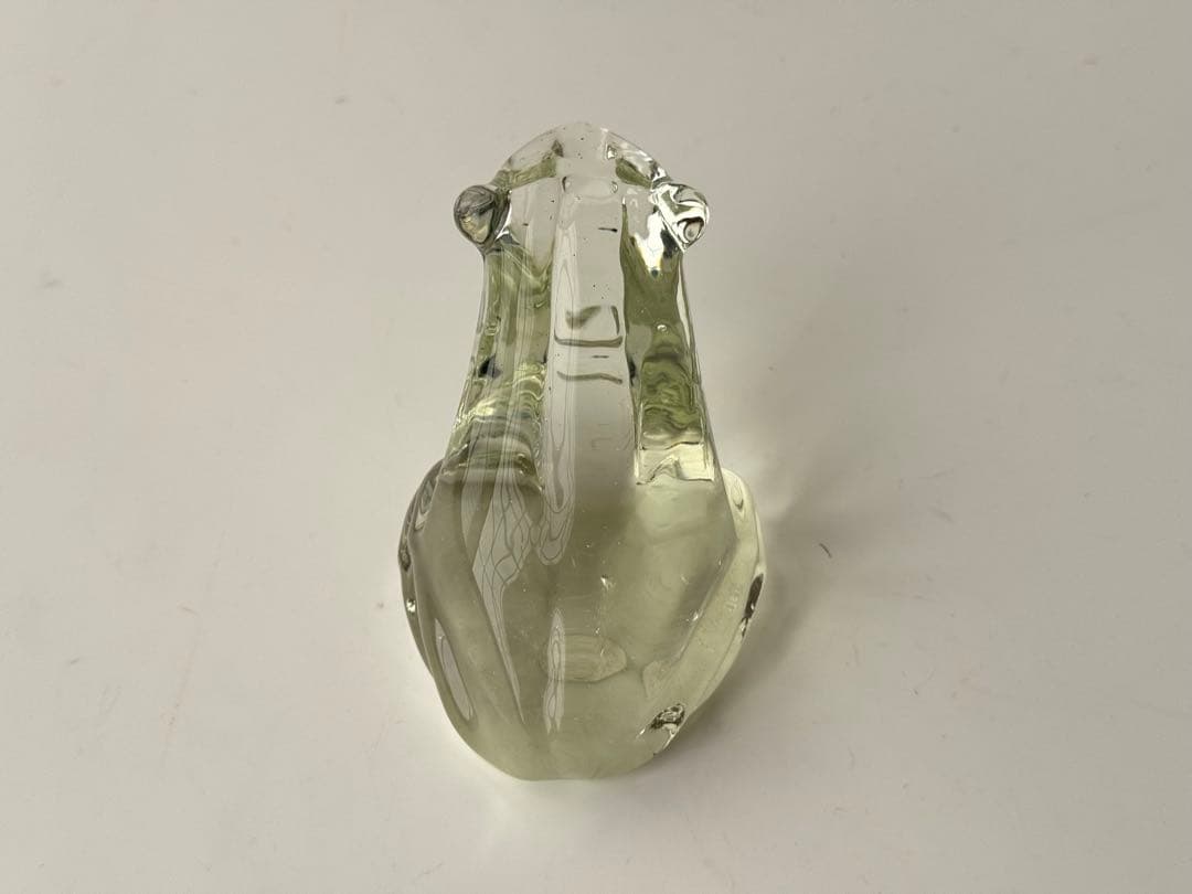 ヴィンテージ ガラス製 カエル 置物 ペーパーウェイト アンティーク 骨董