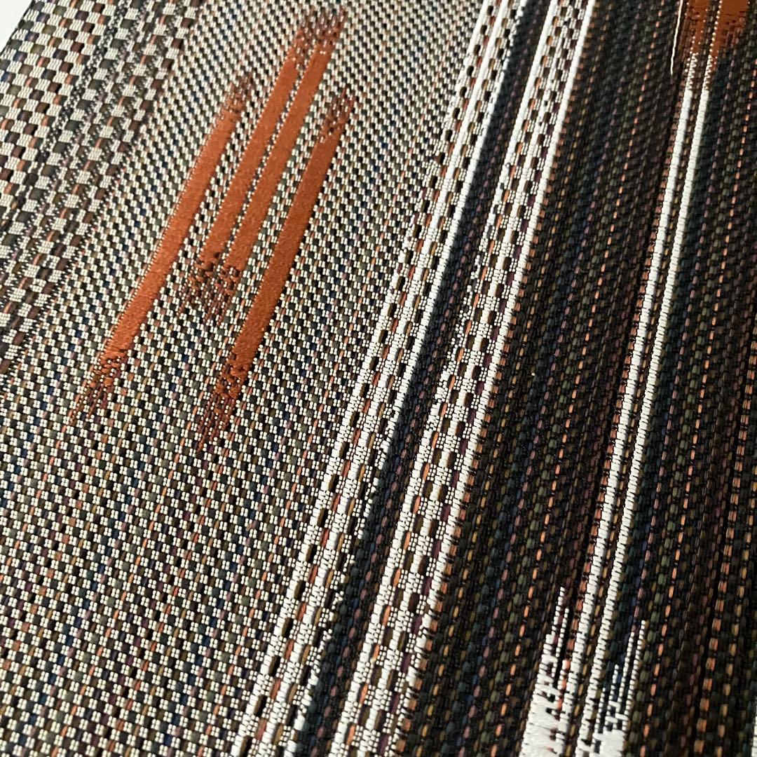 未使用 福絖織物 伝統工芸士 古賀勝幸 本場筑前博多織 花織 八寸名古屋帯 証紙