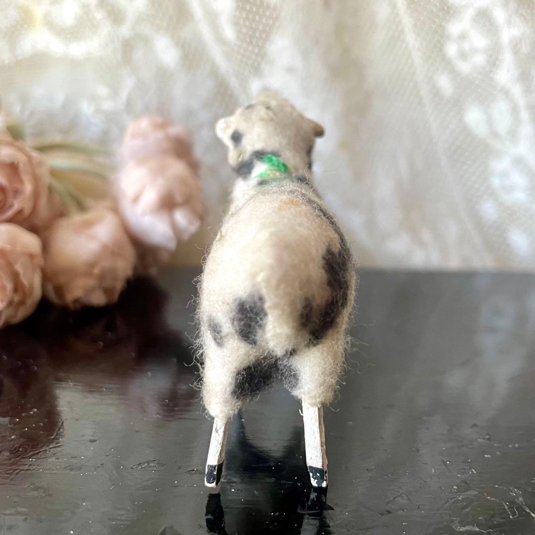 【レア】ブチ模様ミニ羊 シープ オブジェ フィギュア フランスアンティーク