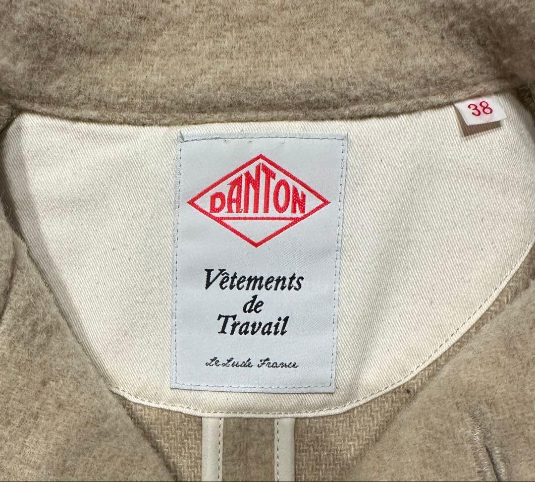 DANTON/ダントン　ウールラウンドカラージャケット　コート　38　ベージュ