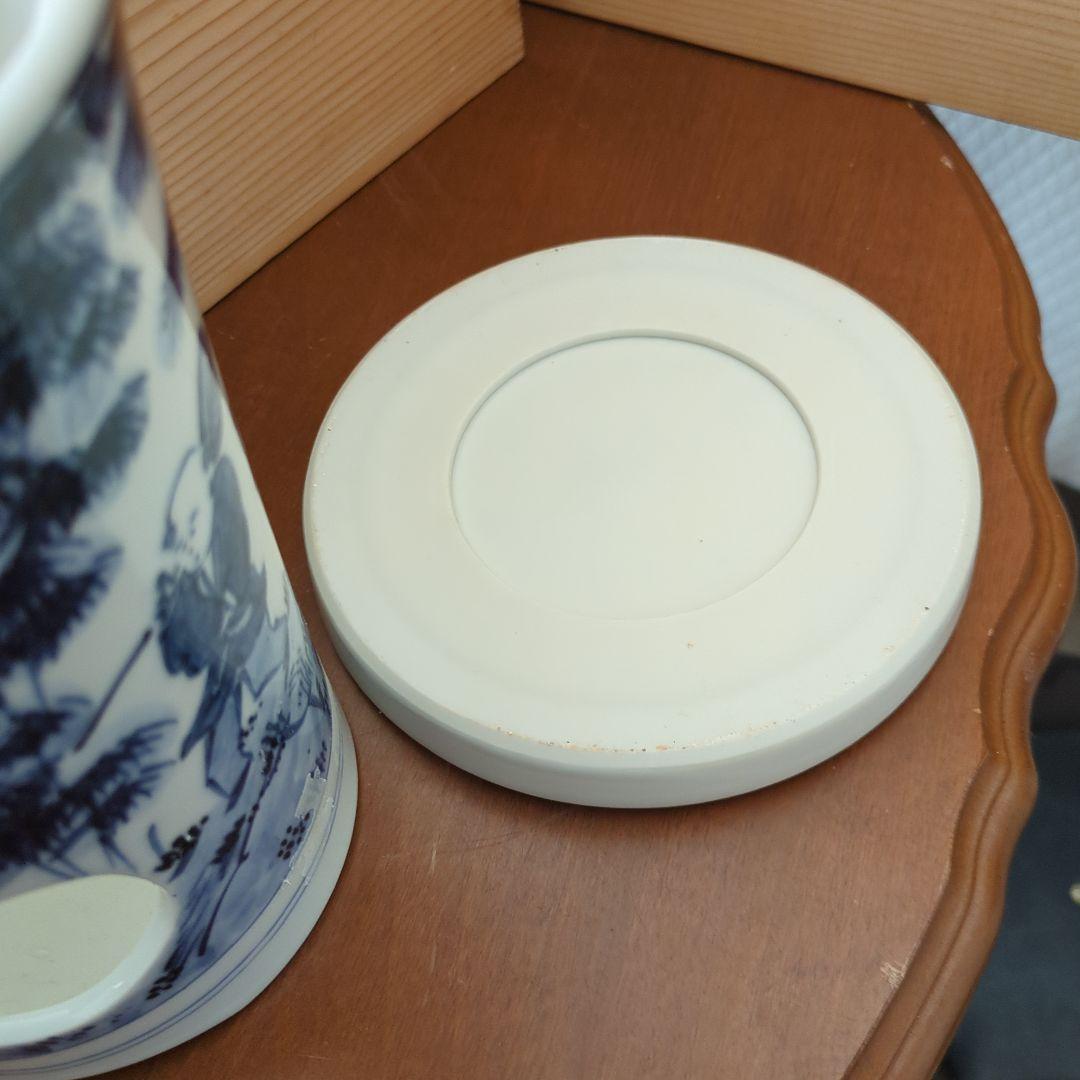 涼炉　煎茶道具　染付　竹　茶道具　煎茶道具　白鳳造　木箱　炉