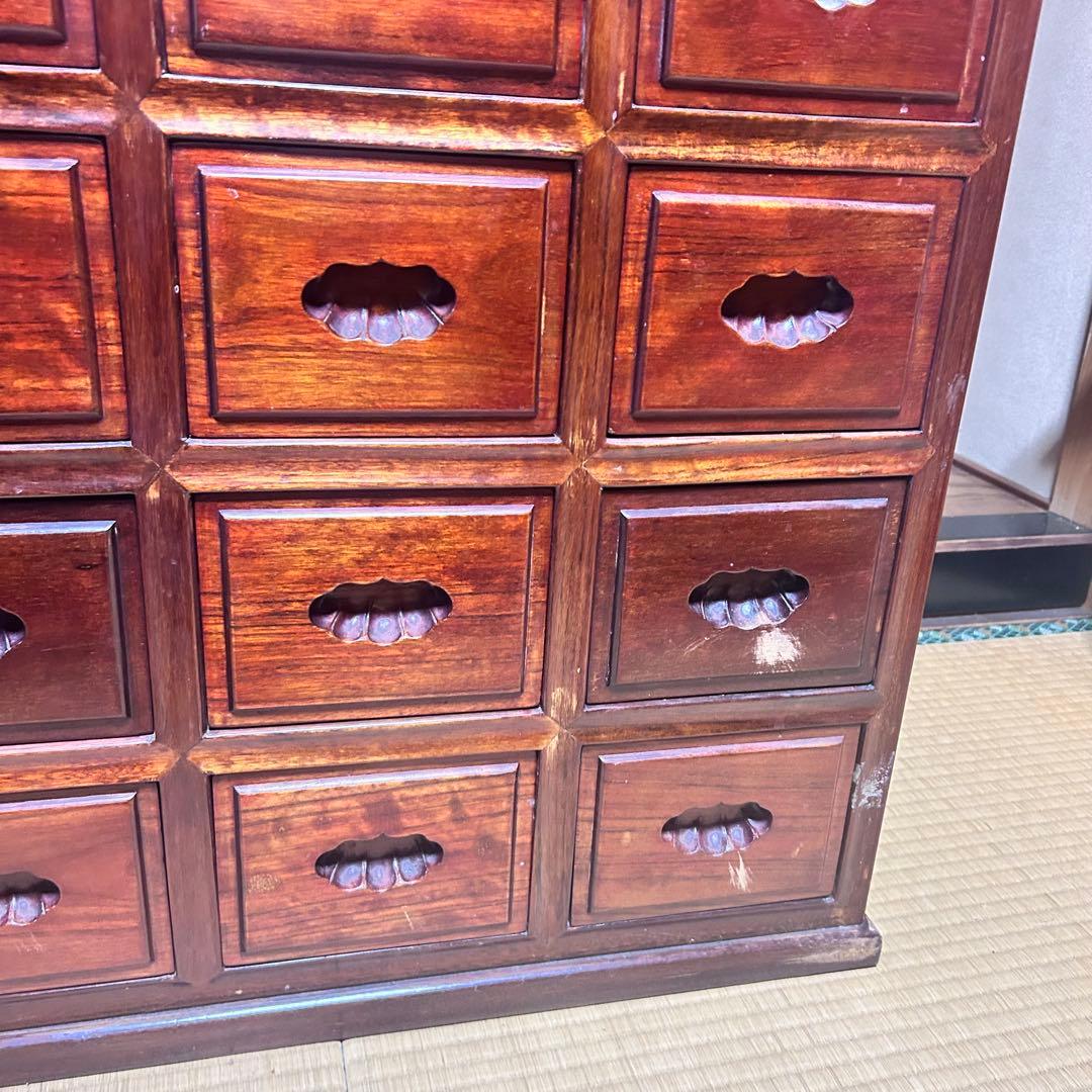 高級銘木 唐木 花梨 無垢材 小箪笥 薬箪笥 薬棚 タンス チェスト 小引き出し