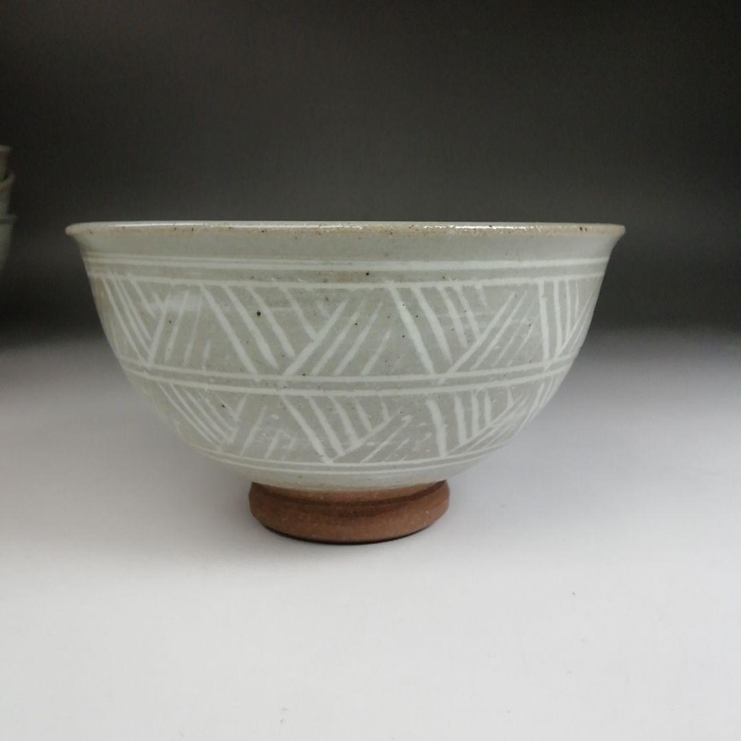 Ｔ９２０　数茶碗　十客『三島　数茶碗』『阿漕窯　翠峯 造』　共箱　茶道具