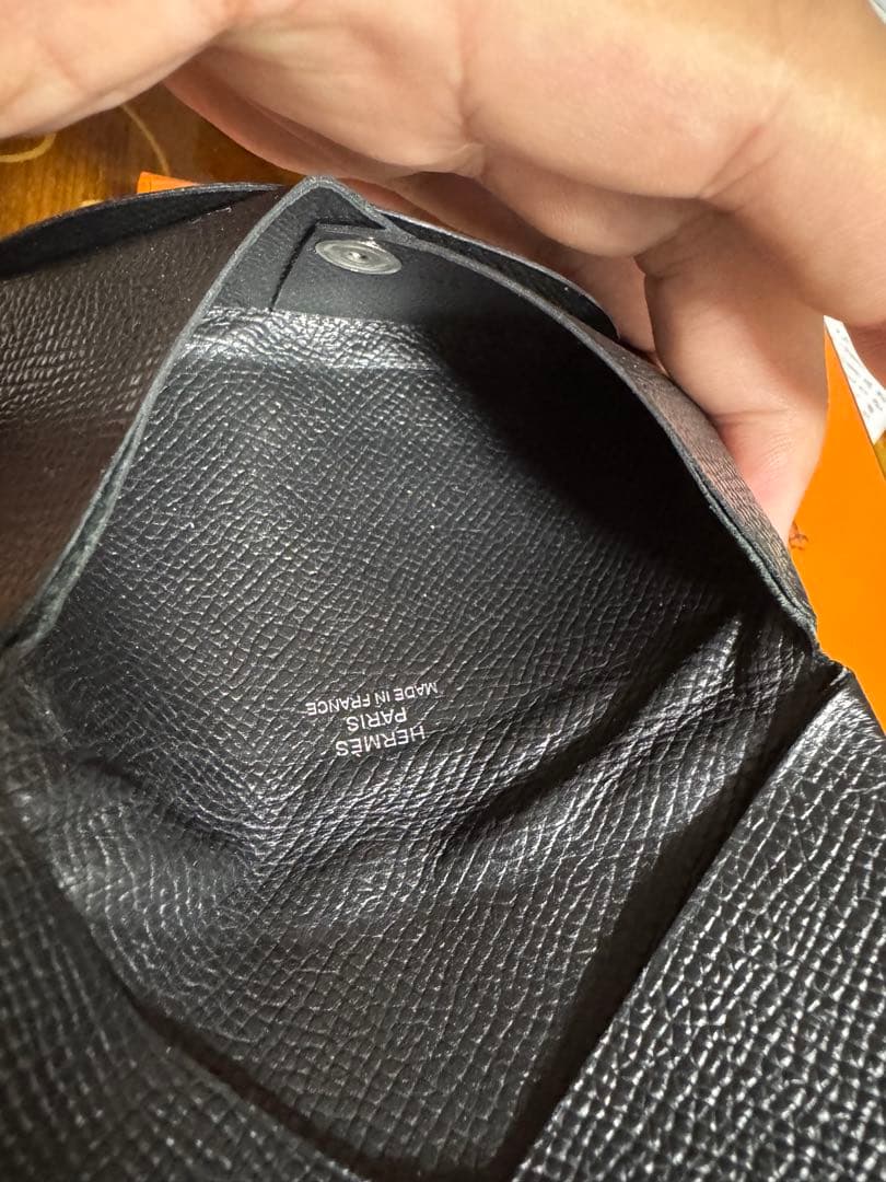 最安値　HERMES 黒 レザー 名刺入れ　カルヴィ　エプソン