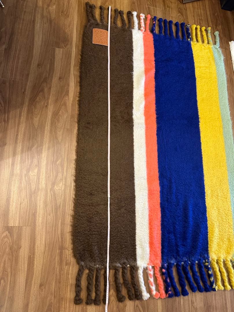 【セール】LOEWE ロエベ　アナグラム ストライプ モヘア ブランケット