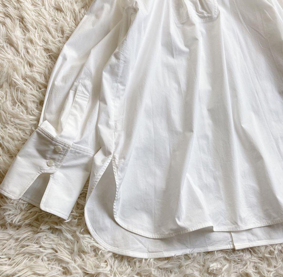 【未使用】エンフォルド フロントツイストビッグカフスオーバーサイズシャツ 白
