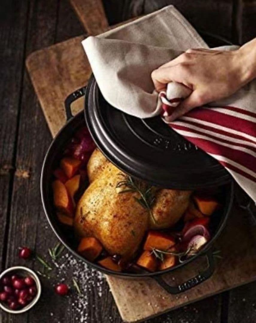 美品 ストウブ鍋ピコ・ココット ラウンド22cm マットブラック