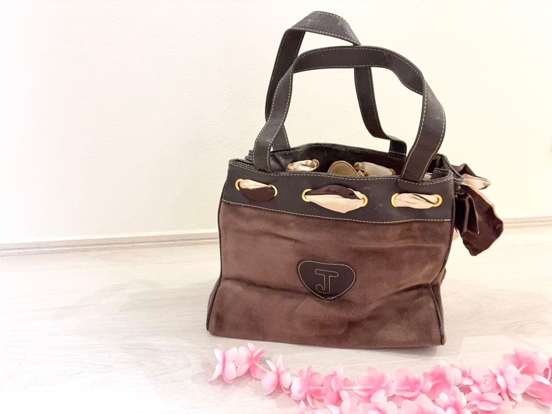 レア　ジューシークチュール　リボン　リング　チャーム付き　バッグ　ブラウン