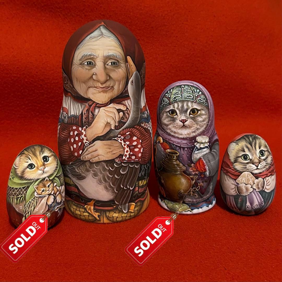 ロシア雑貨☆イースターエッグ Cat猫オーナメント 『ヒヨコ』マトリョーシカ