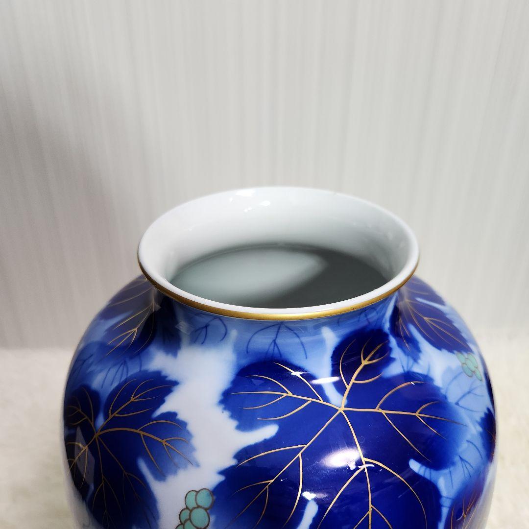 【廃盤！希少！】深川製磁　瑠璃 葡萄　花生 14号 38cm 高級美術品 有田焼