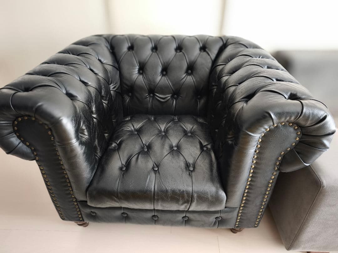 Clubman クラブマン 1人掛け ソファ 1P ブラック アンティーク調