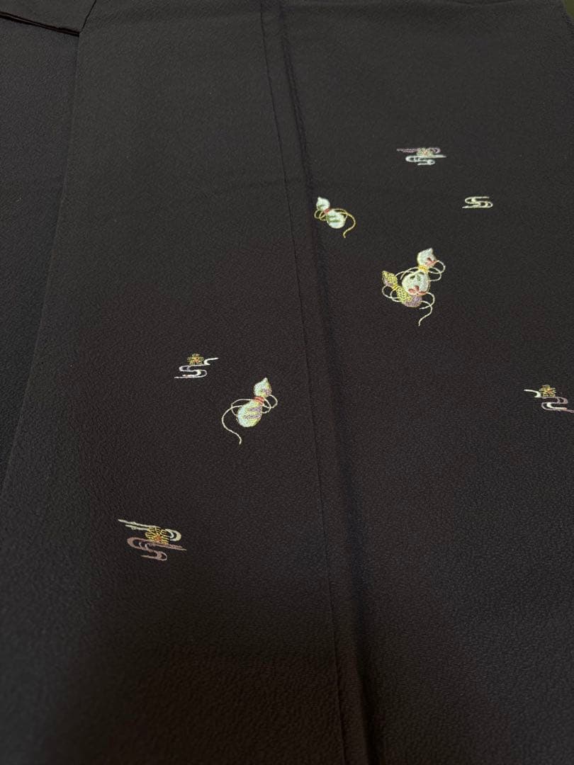 【銘品新品】京都老舗銘店「ゑり善」深紫色 日本刺繍手刺繍「瓢箪 観世水文様」