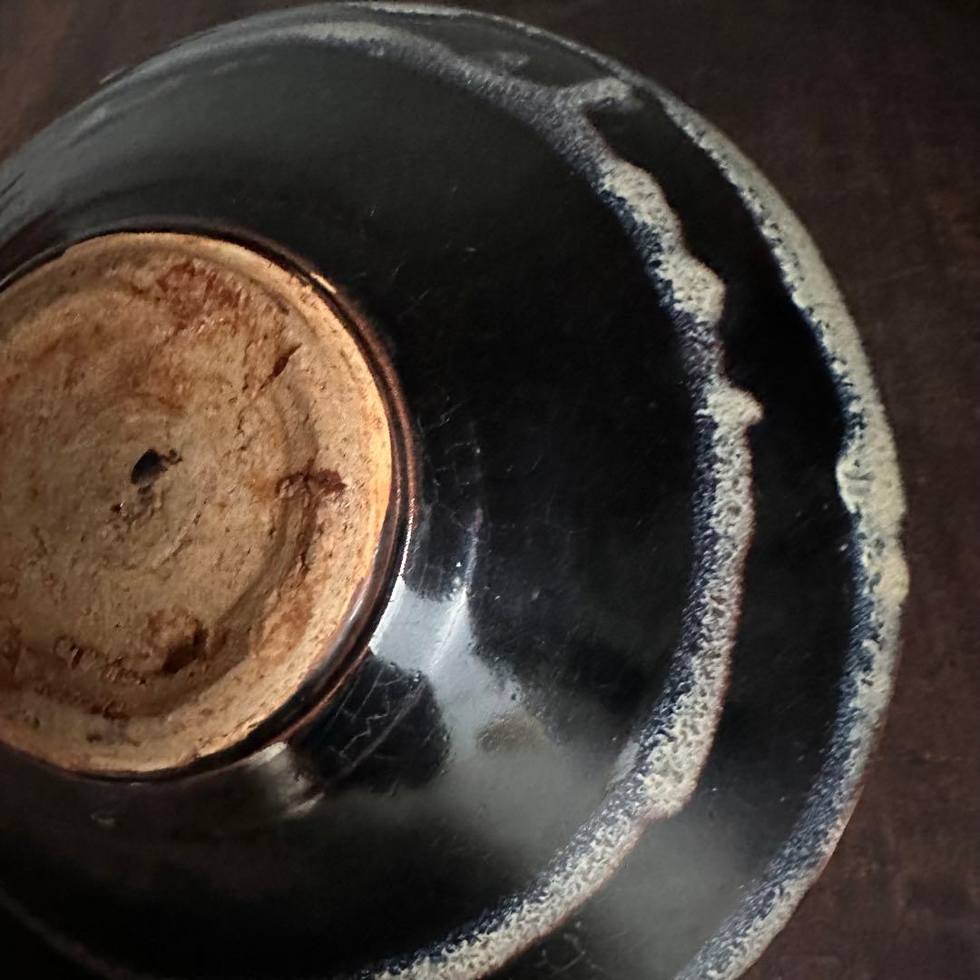 天目碗　黑釉　窯変　同心円紋　時代唐物　宋　李朝　高麗　古玩　伊万里　唐津　備前