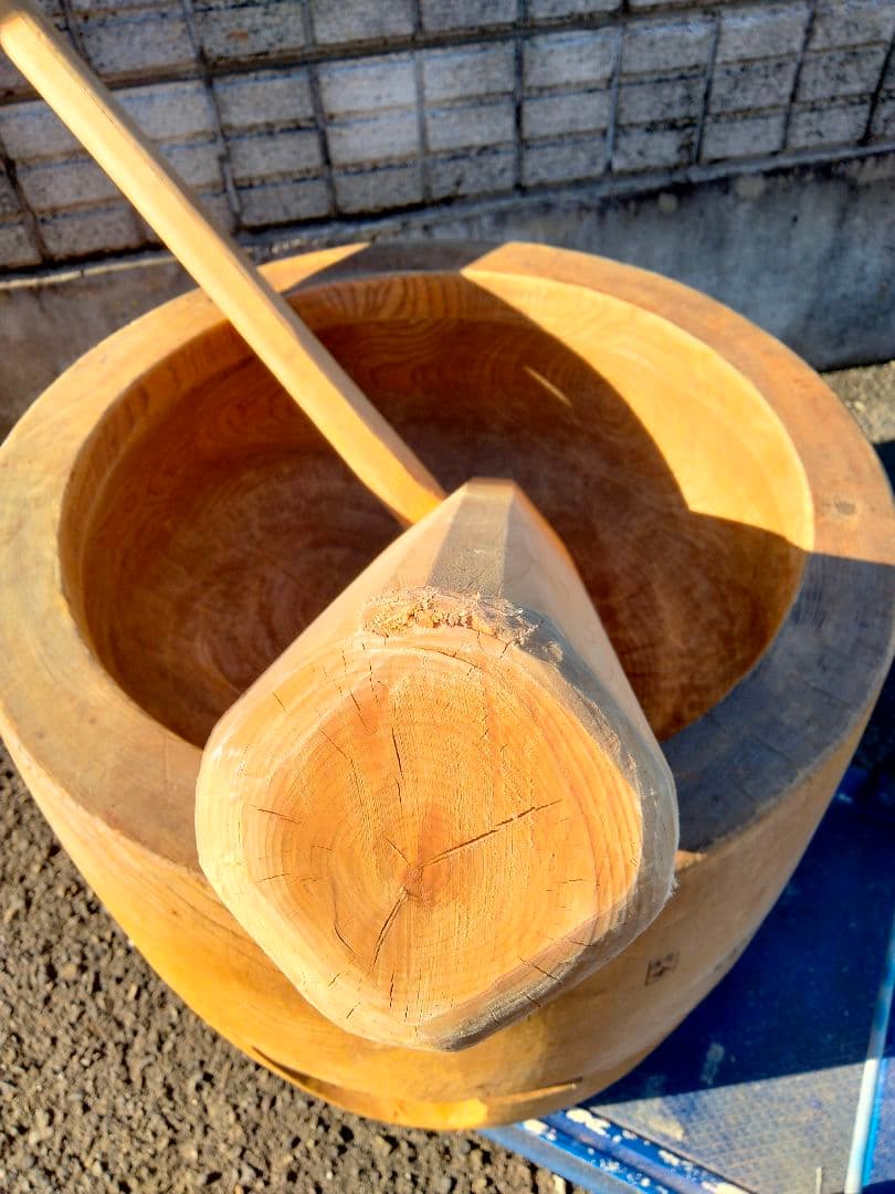 臼·杵セット　餅つき　うす　きね　古道具　お正月　イベント　木製　もちつき　⑫