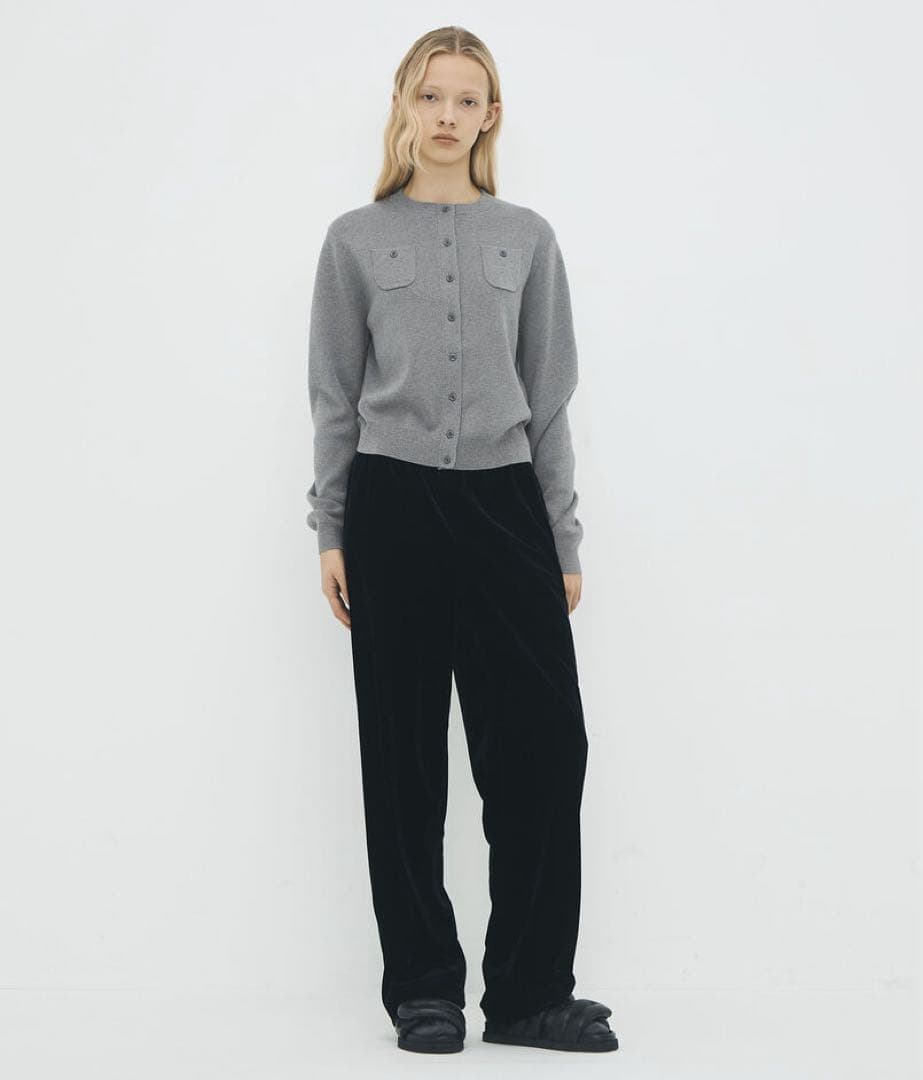 CABaN / コットンカシミヤ クルーネックカーディガン XS グレー