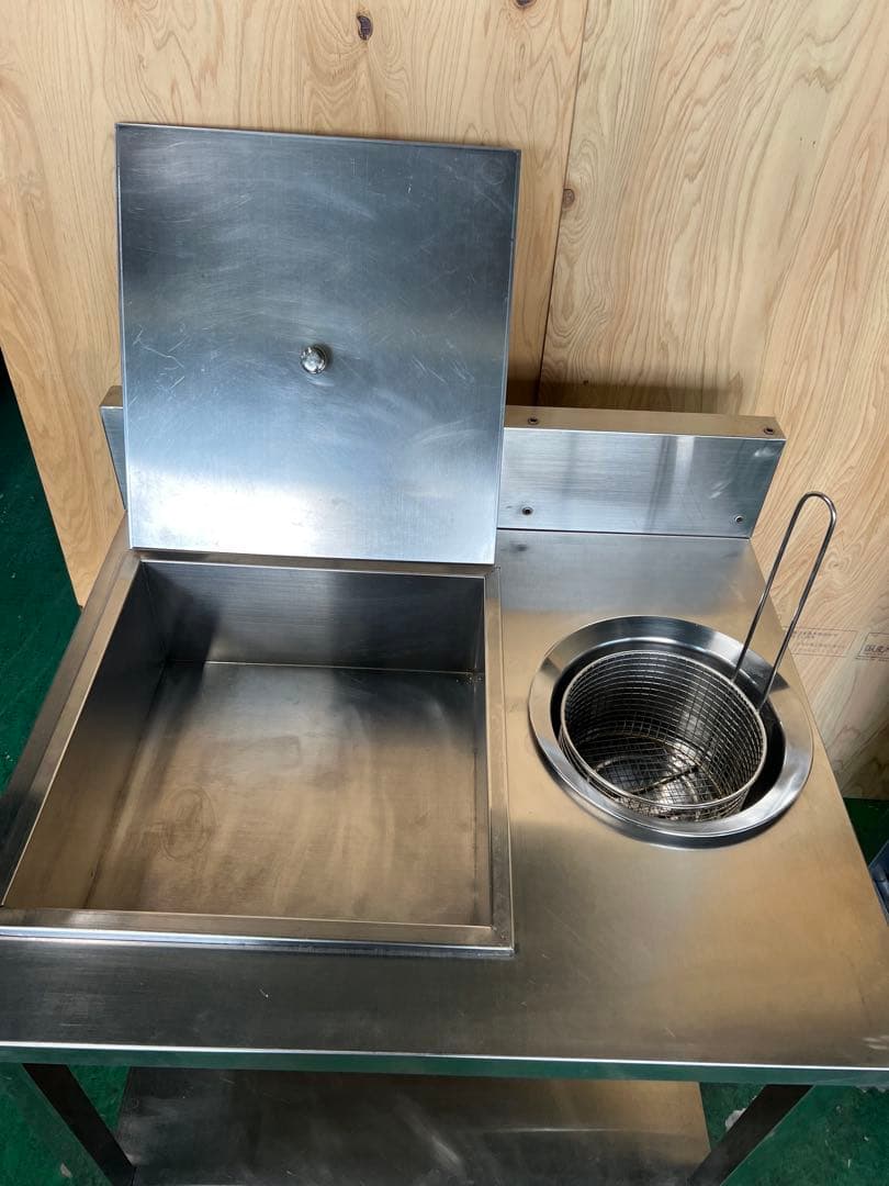 業務用食品準備作業テーブルパン粉付けテーブル、ステンレス容器とバスケット付き