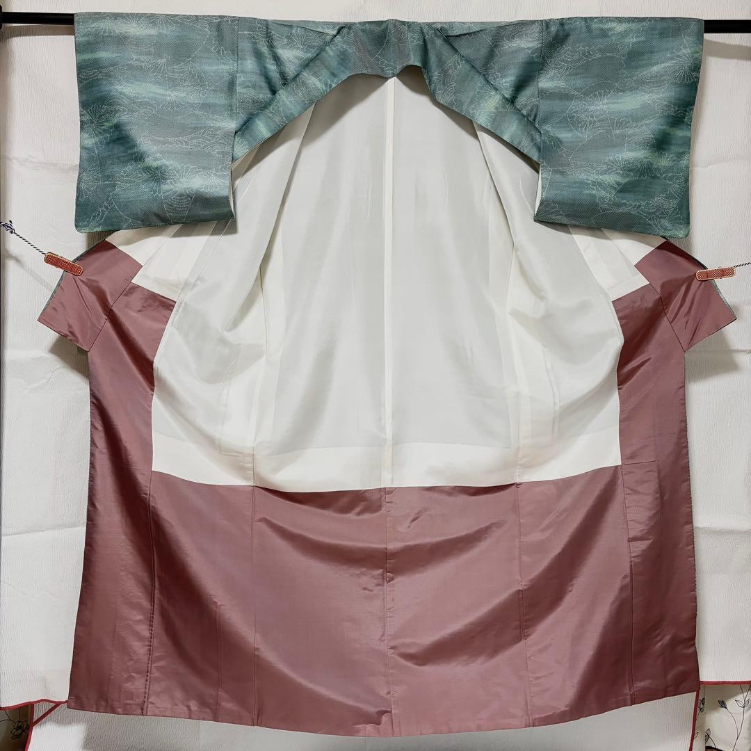 未使用近い　美品　袷　正絹　大島紬系　紬　小紋　フルセット
