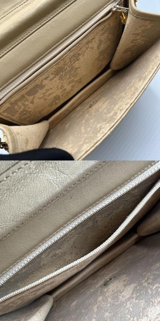 シャネル プッシュロック チェーンショルダーバッグ ラムスキン ベージュ