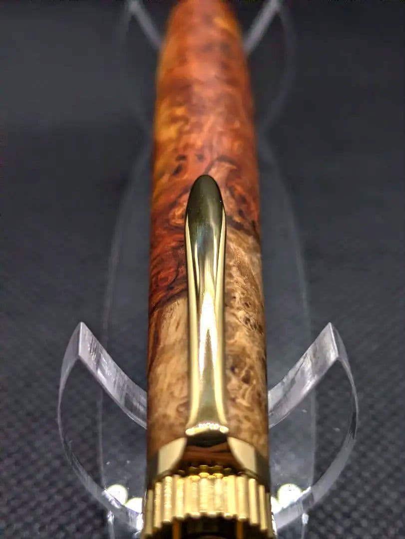 極上花梨紅白 ボールペン 工房楔監修 加藤金属 ゴールド金具