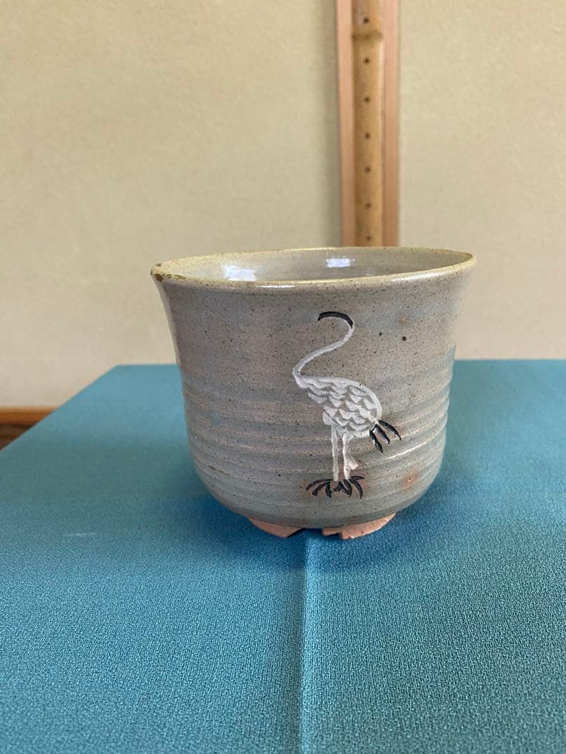 茶道具/茶碗 立鶴茶碗 廣州窯　共箱