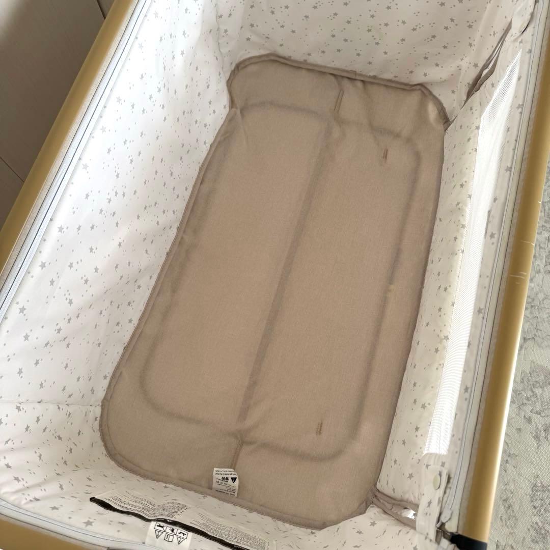 HZDMJベビーベッド＊折り畳み可＊高さ調節可＊ベージュ
