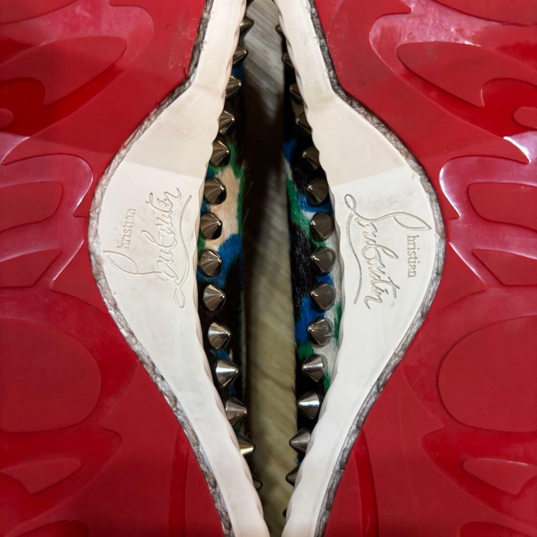 【美品】クリスチャンルブタン ヒョウ柄 ハラコ ローファー 約24cm 赤ソール