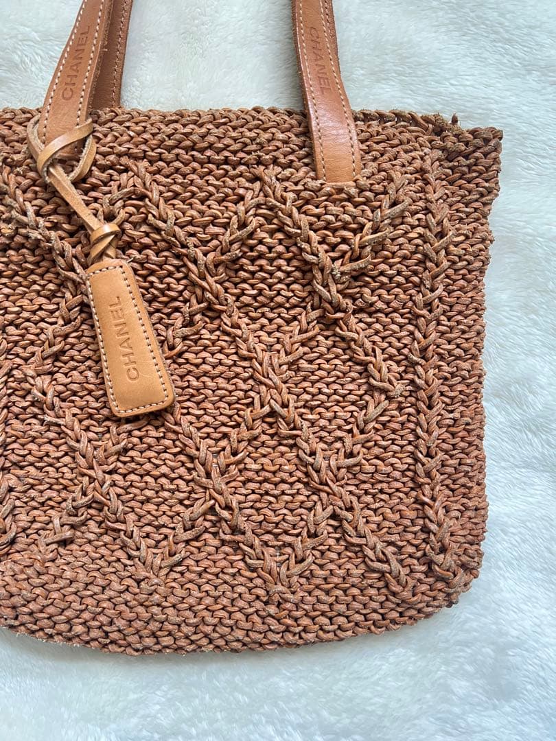 ベカシャネル　編み込みバッグ　ヌメ革