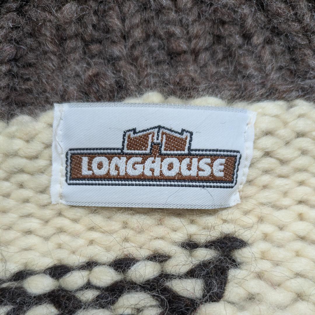 LONGHOUSE カナダ製 カウチンセーター ベアモチーフ ウール M〜L相当