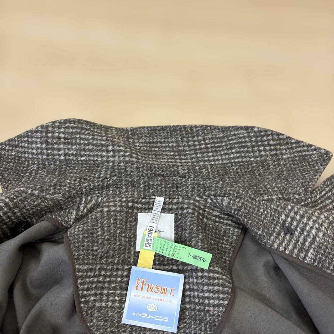 スピックアンドスパン　Wスライバーチェックハーフコート ブラウン36