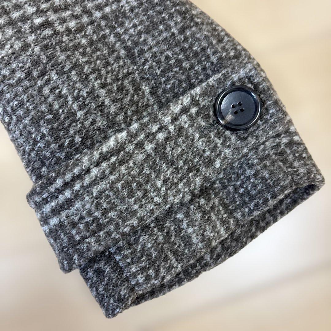 スピックアンドスパン　Wスライバーチェックハーフコート ブラウン36