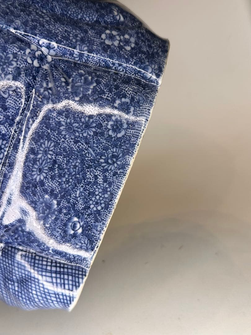 茂記生造　銘あり（底款）　青花染付　陶製仏像　置物／観賞用　時代物