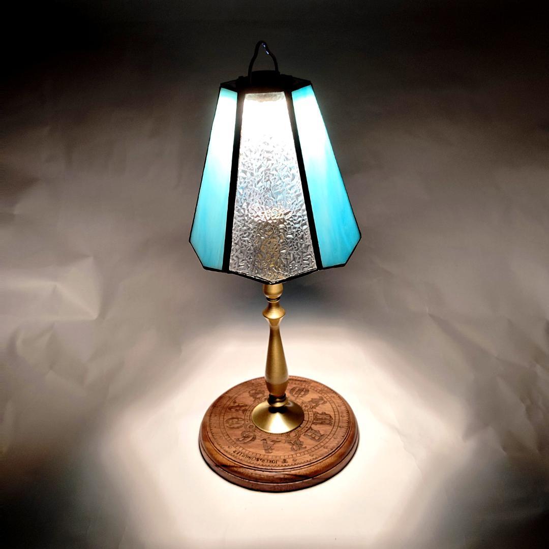 真鍮製　BRASS LAMP STAND　ステンドグラスシェード　セット