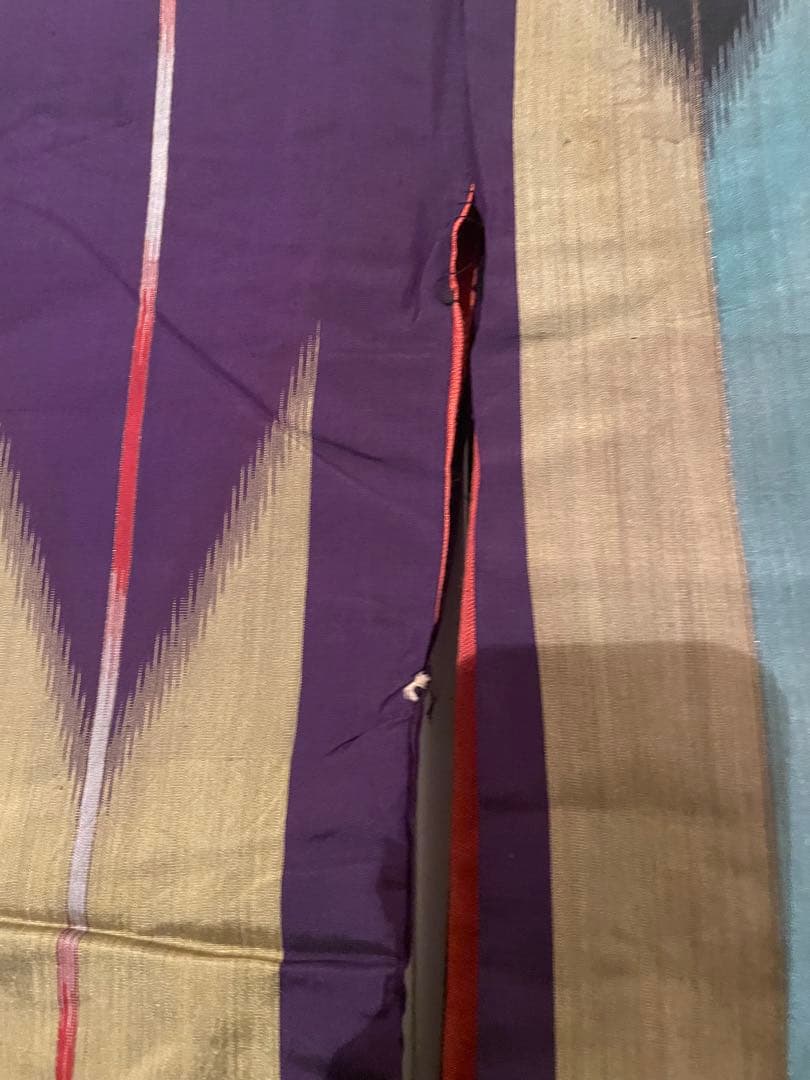 【銘仙】着物 大正ロマン レトロモダン アンティーク 正絹 矢羽根 146/62