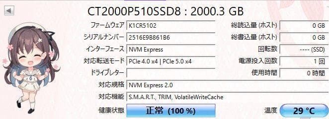 内蔵型SSD Crucial P510 M.2 SSD 2TB PCIe5.0 3D NAND