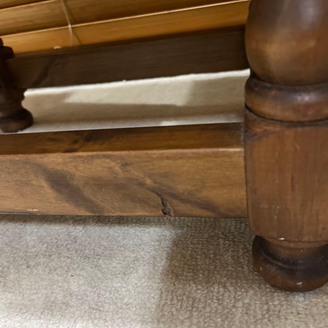 【ビンテージ】ダークブラウン 木製 サイドテーブル 2段 引き出し アイアン