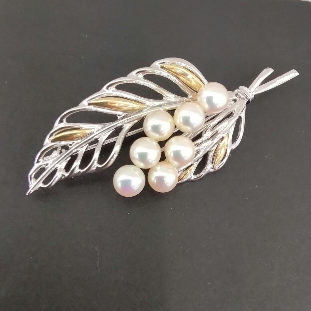 SV/K18あこや真珠ブローチ　　中古品