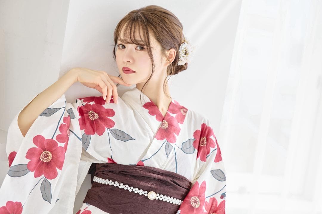 新品 4点 浴衣 セット 浴衣セット ゆかた レディース 赤 花柄 4Y-46