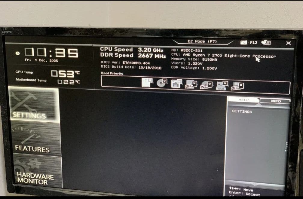 MSI A320I S01 マザーボード +CPU Ryzen 7 2700